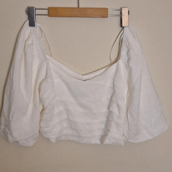 Lulus Puff sleeve  crop side zip top SZ S - Picture 8 of 10